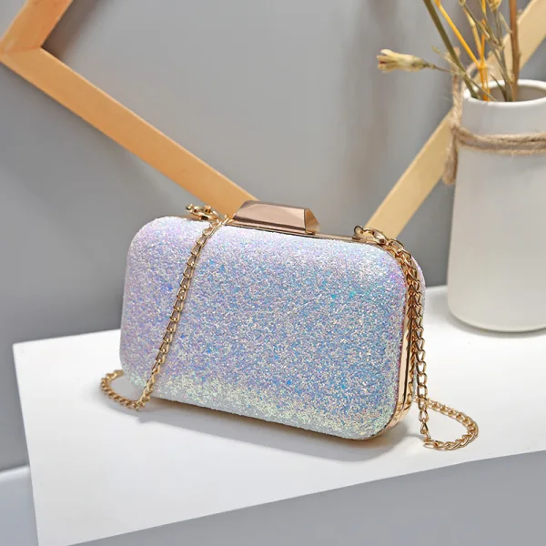 Sparkly White Sequins Evening Party Clutch Bags 2023