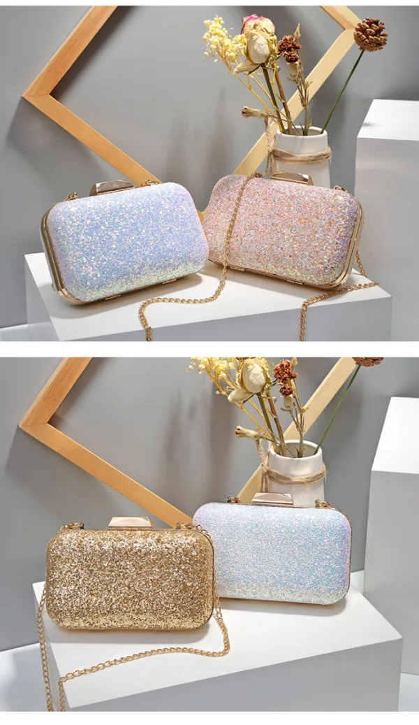 Sparkly White Sequins Evening Party Clutch Bags 2023