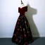 Moderne / Mode Bordeaux Robe De Bal 2017 Princesse De l'épaule Manches Courtes Brodé Longue Volants Robe De Ceremonie