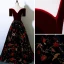 Moderne / Mode Bordeaux Robe De Bal 2017 Princesse De l'épaule Manches Courtes Brodé Longue Volants Robe De Ceremonie