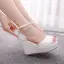 Schöne Orange Strassenmode Strand Flechten Sandalen Damen 2025 Knöchelriemen 10 cm Keilabsatz Peeptoes Sandaletten