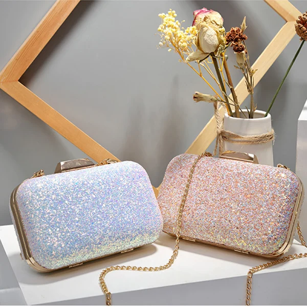 Sparkly White Sequins Evening Party Clutch Bags 2023