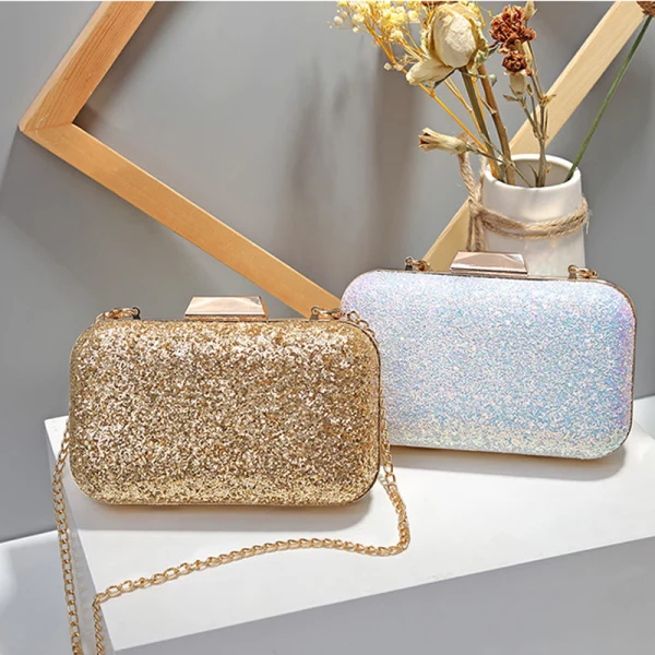 Sparkly White Sequins Evening Party Clutch Bags 2023