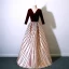 Modern / Fashion Burgundy Prom Dresses 2017 A-Line / Princess V-Neck Long Sleeve Striped Floor-Length / Long Backless Formal Dresses