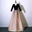 Modern / Fashion Burgundy Prom Dresses 2017 A-Line / Princess V-Neck Long Sleeve Striped Floor-Length / Long Backless Formal Dresses