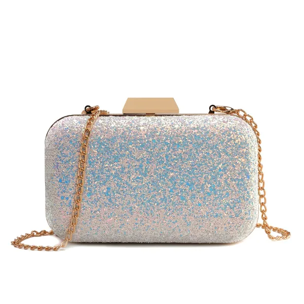 Sparkly White Sequins Evening Party Clutch Bags 2023