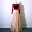 Modern / Fashion Burgundy Prom Dresses 2017 A-Line / Princess Scoop Neck Long Sleeve Appliques Lace Sequins Metal Sash Floor-Length / Long Ruffle Formal Dresses