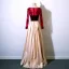 Modern / Fashion Burgundy Prom Dresses 2017 A-Line / Princess Scoop Neck Long Sleeve Appliques Lace Sequins Metal Sash Floor-Length / Long Ruffle Formal Dresses