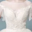 Discount See-through Champagne Wedding Dresses 2018 Ball Gown Square Neckline Short Sleeve Backless Pearl Beading Appliques Lace Ruffle Floor-Length / Long