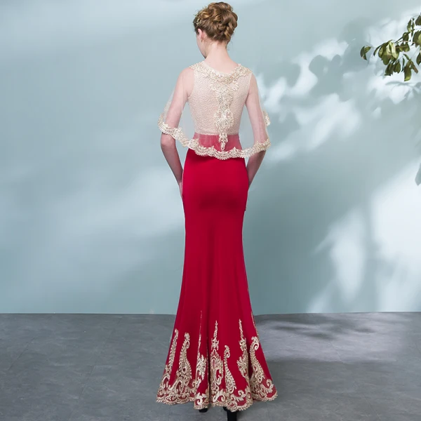 Chic / Beautiful Burgundy Gold Evening Dresses 2018 Trumpet / Mermaid Scoop Neck Sleeveless Appliques Lace Rhinestone Floor-Length / Long Formal Dresses
