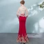 Chic / Beautiful Burgundy Gold Evening Dresses  2018 Trumpet / Mermaid Scoop Neck Sleeveless Appliques Lace Rhinestone Floor-Length / Long Formal Dresses