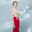 Chic / Beautiful Burgundy Gold Evening Dresses  2018 Trumpet / Mermaid Scoop Neck Sleeveless Appliques Lace Rhinestone Floor-Length / Long Formal Dresses