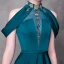 Modern / Fashion Ink Blue Evening Dresses  2018 A-Line / Princess High Neck Strapless Sleeveless Beading Rhinestone Sash Court Train Ruffle Backless Formal Dresses