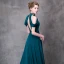 Modern / Fashion Ink Blue Evening Dresses  2018 A-Line / Princess High Neck Strapless Sleeveless Beading Rhinestone Sash Court Train Ruffle Backless Formal Dresses