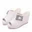 Roman White Rhinestone Prom Womens Sandals 2025 10 cm Wedges Open / Peep Toe Sandals High Heels