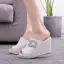Roman White Rhinestone Prom Womens Sandals 2025 10 cm Wedges Open / Peep Toe Sandals High Heels