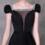 Chic / Belle Noire Robe De Soirée 2018 Princesse Perlage Faux Diamant Encolure Carrée Mancherons Chapel Train Volants Dos Nu Robe De Ceremonie