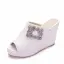 Roman White Rhinestone Street Wear Womens Sandals 2025 10 cm Wedges Open / Peep Toe Sandals