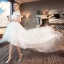 High Low Summer White Beach Wedding Dresses 2018 A-Line / Princess Off-The-Shoulder Short Sleeve Backless Appliques Lace Sequins Beading Ruffle Asymmetrical