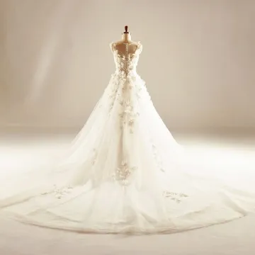 Chic Beautiful Hall Wedding Dresses 2017 Sequins Beading Pearl Lace Appliques Flower Backless Sleeveless Scoop Neck Cathedral Train White Ball Gown Us 14 Uk 18 Us 16 Uk 20