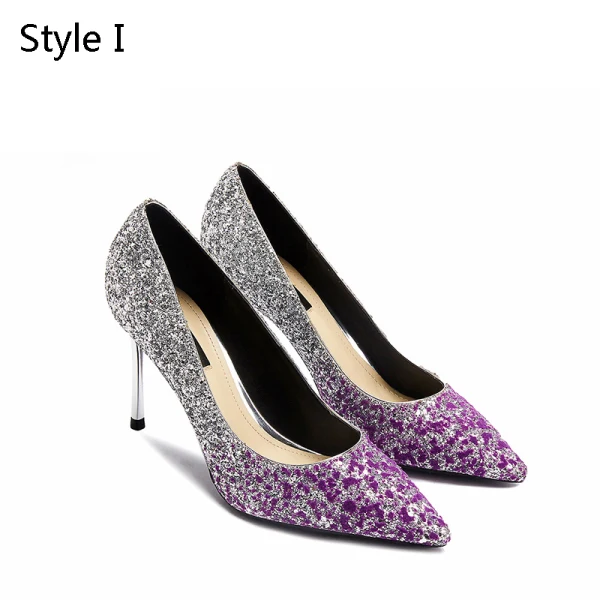Scintillantes Argenté Cuir Soirée Escarpins 2019 Paillettes 8 cm Talons Aiguilles À Bout Pointu Escarpins