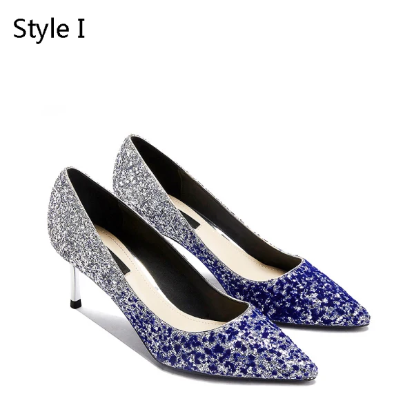 Sparkly Silver Evening Party Pumps 2019 Leather Sequins 6 cm Stiletto Heels Pointed Toe Pumps