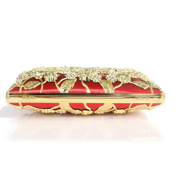 Chic / Belle Rouge Pochette Perlage Faux Diamant Métal Soirée Accessorize 2019