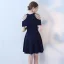 Simple Bleu Roi de retour Robe De Graduation 2018 Princesse Perlage épaules Manches Courtes Courte Robe De Ceremonie