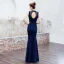 Chic / Beautiful Dark Green Evening Dresses  2019 Trumpet / Mermaid High Neck Beading Sleeveless Backless Floor-Length / Long Formal Dresses