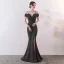 Chic / Belle Couleur Unie Ivoire Robe De Soirée 2019 Trompette / Sirène Bretelles Spaghetti Perlage Gland Sans Manches Dos Nu Fendue devant Longue Robe De Ceremonie