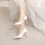Mode Ivoire Soie Satin Faux Diamant Chaussure De Mariée 2021 9 cm Talons Aiguilles À Bout Pointu Mariage Escarpins Talons Hauts