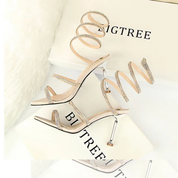 Charmant Argenté Soirée Chaussures Femmes 2019 Faux Diamant 8 cm Talons Aiguilles Peep Toes / Bout Ouvert Talons Hauts