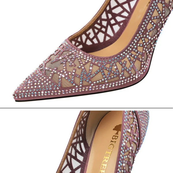 Charmant Doré Soirée Escarpins 2019 Faux Diamant 9 cm Talons Aiguilles À Bout Pointu Escarpins