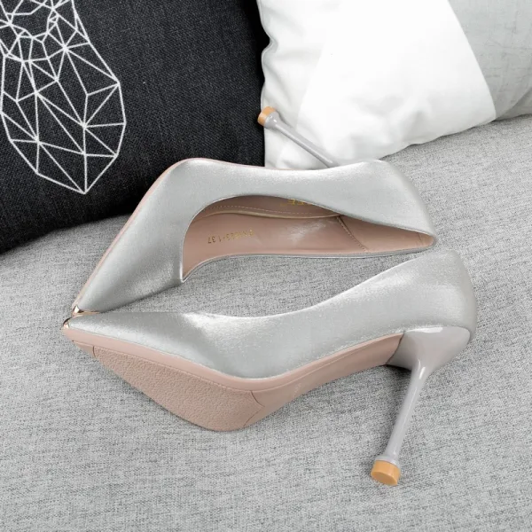 Stijlvolle Koninklijk Blauw Avond Pumps 2019 Satijn 10 cm Naaldhakken / Stiletto Spitse Neus Pumps