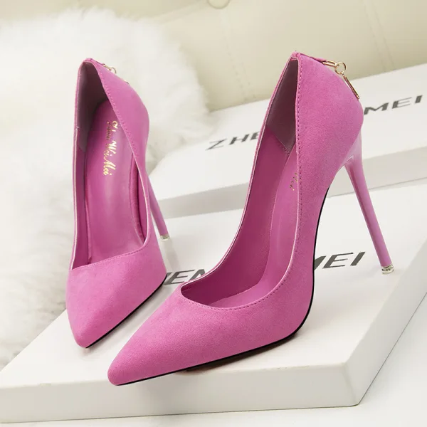 Affordable Black OL Pumps 2020 Suede 11 cm Stiletto Heels Pointed Toe Pumps