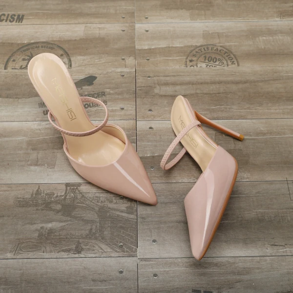 Modest / Simple Black Casual Womens Sandals 2020 Patent Leather 10 cm Stiletto Heels Pointed Toe Sandals