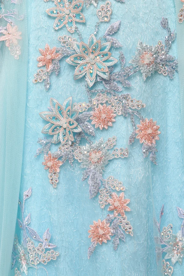 Charming Mint Green Evening Dresses 2020 A-Line / Princess U-Neck Handmade Beading Tassel Crystal Rhinestone Lace Flower Sleeveless Floor-Length / Long Formal Dresses