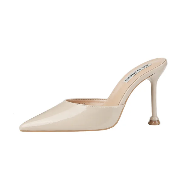 Affordable Beige Casual Womens Sandals 2020 9 cm Stiletto Heels Pointed Toe Sandals