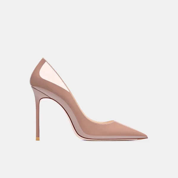 Chic / Beautiful Pearl Pink Street Wear Leather Pumps 2021 Patent Leather 10 cm Stiletto Heels Pointed Toe High Heels Pumps