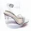 Sexy Transparent Champagne Crystal Womens Sandals 2021 Street Wear Ankle Strap Rhinestone 10 cm Thick Heels Open / Peep Toe Sandals High Heels