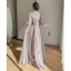 Chic / Belle Rougissant Rose Robe Demoiselle D'honneur 2022 Princesse Encolure Dégagée Paillettes Gonflée Manches Courtes Dos Nu Longue Robe Demoiselle D'honneur