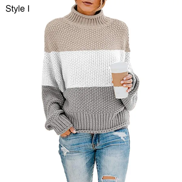 Comfortable Fall Winter Orange Casual Knitting Sweaters 2021 Cotton Loose High Neck Long Sleeve Women Tops