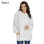 Fashion Fall Winter Street Wear Grey Plush Sweatshirts 2021 Loose V-Neck Long Sleeve Women Tops