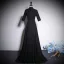 Vintage / Retro Black Rhinestone Lace Flower Prom Dresses 2023 A-Line / Princess High Neck 1/2 Sleeves Floor-Length / Long Prom Formal Dresses