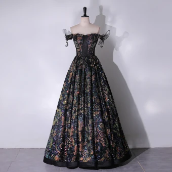 Bling Bling Multi Colors Sequins Black Prom Dresses 2024 A Line Princess Off The Shoulder Sleeveless Backless Floor Length Long Prom Formal Dresses
