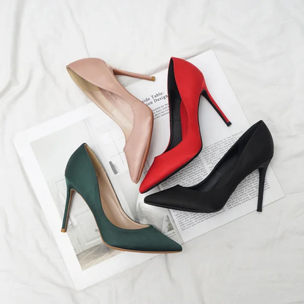 Classy Nude Office OL Satin Pumps 2020 10 cm Stiletto Heels Pointed Toe Pumps
