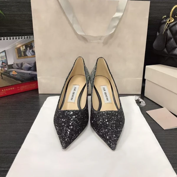 Scintillantes Océan Bleu Soirée Paillettes Escarpins 2021 Cuir 8 cm Talons Aiguilles À Bout Pointu Escarpins Talons Hauts