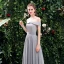 Simple Gris Robe Demoiselle D'honneur 2021 Princesse De l'épaule Manches Courtes Dos Nu Longue Robe Pour Mariage