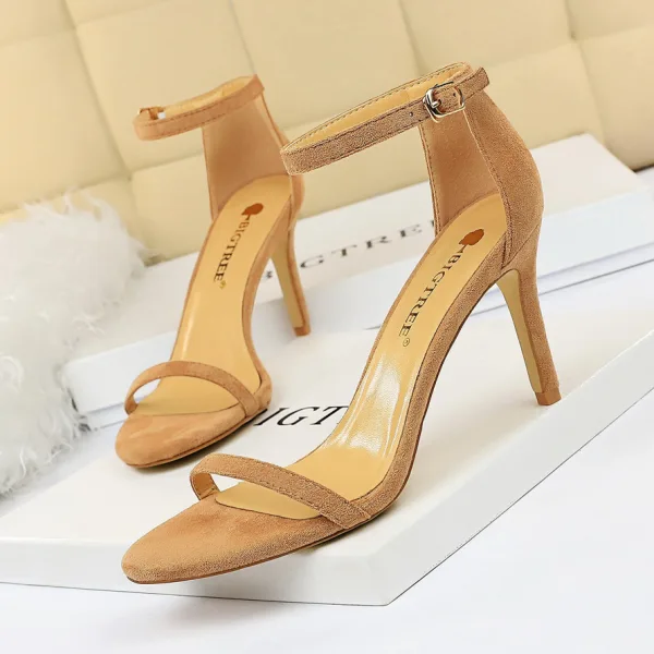 Sexy Black Street Wear Womens Sandals 2020 Ankle Strap 11 cm Stiletto Heels Open / Peep Toe Sandals