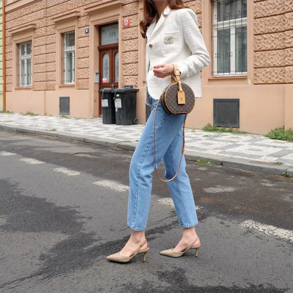 Simple Bureau OL Noire Slingbacks Sandales Femme 2020 10 cm Talons Aiguilles À Bout Pointu Sandales